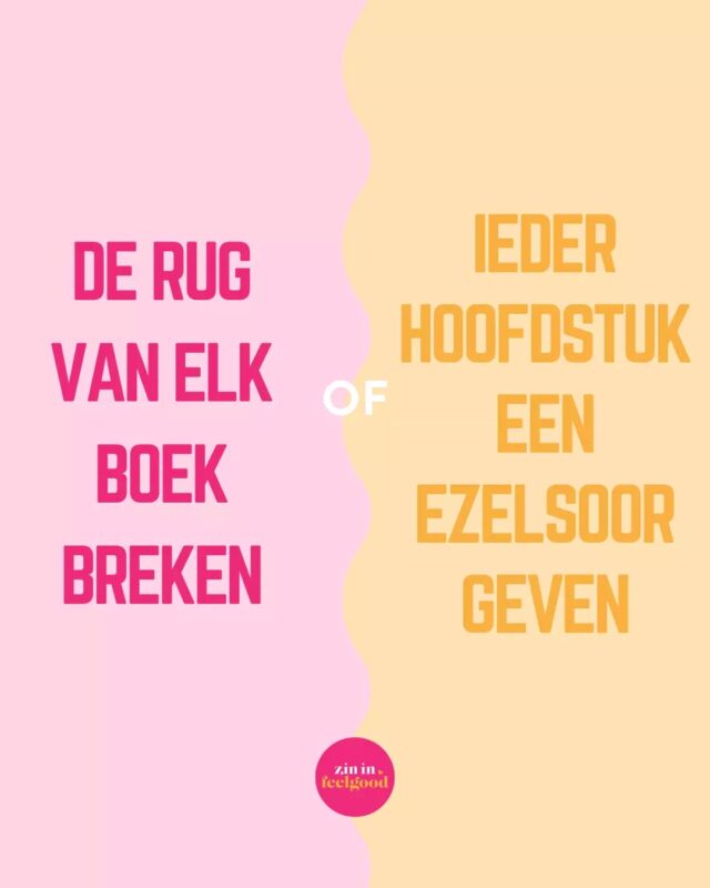 Een onmogelijk dilemma: de rug van elk boek breken of ieder hoofdstuk een ezelsoor geven? Waar zou jij voor gaan? 🤔

Laat het ons weten in de comments! ⬇️💞 

#zininfeelgood #feelgood #feelgoodboeken #feelgoodbooks #leestip #mustread #boeken #lezen #boekenliefhebbers #bookish #bookworm #bookaddict #leesplezier #bookobsessed #bookrecommendation #lezenisleuk #instaboek #boekstagram